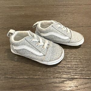Vans Glittery Silver Baby Sneakers Soft Sole